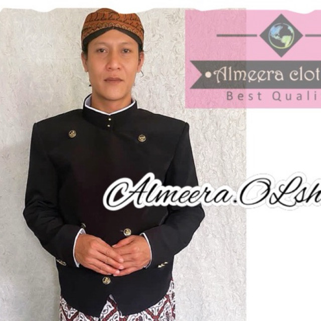 LURIK baju jawa beskap sikep manten pengantin pria solo polos hitam