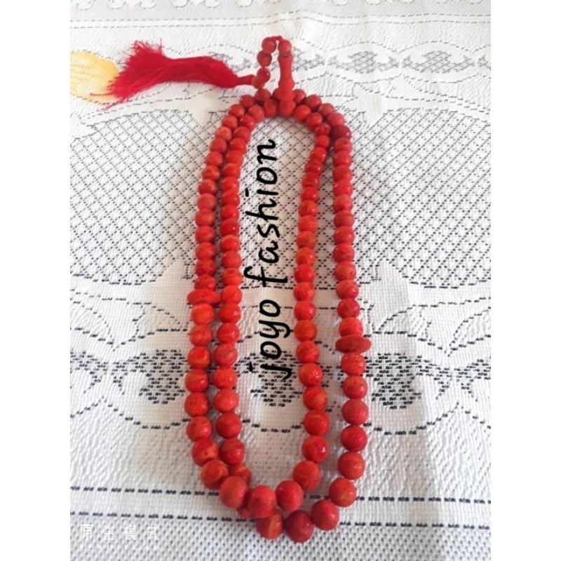 TASBIH RED CORAL FOSIL BATU MARJAN LAUT MERAH NATURAL