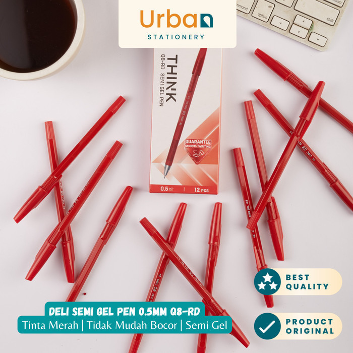 

Pulpen Deli Q8 RD Tinta Warna Merah (Red)