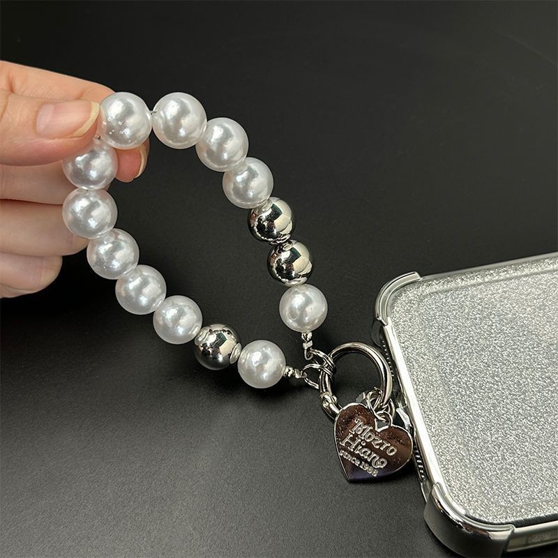 GADGET FUSION cute fashion mobile phone lanyard anti-lost chain with cute white bead iron ring mobil