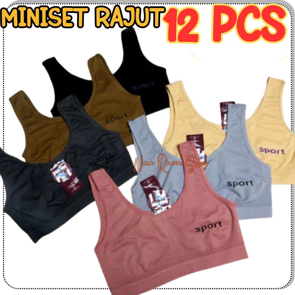 Paket Hemat 12 PCS Miniset Bra Rajut Remaja Dewasa Fema