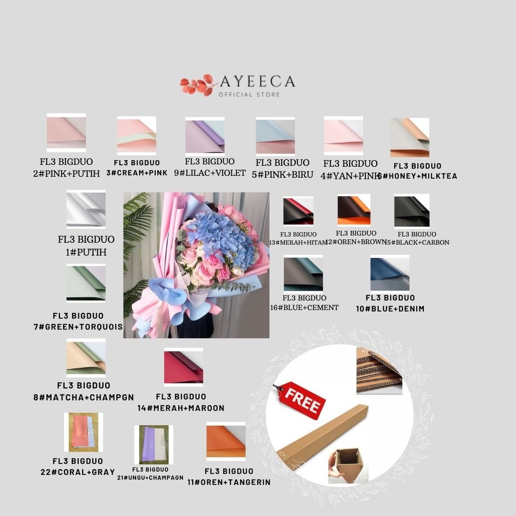 

AYEECA - (5 LEMBAR) - FL3 BIGDOU Kertas Bunga Buket Dua Warna Bi Color/Kertas Buket Bunga Florist Cellophane