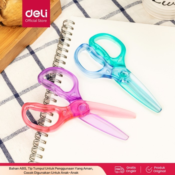 

BOBOMART X DELI Plastic Scissors 120mm Safe [E6067] - Gunting plastik lucu