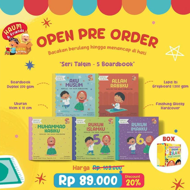 Mini Boardbook Serial Talqin Pengetahuan Dasar Islam Pertamaku - Haum & Friends