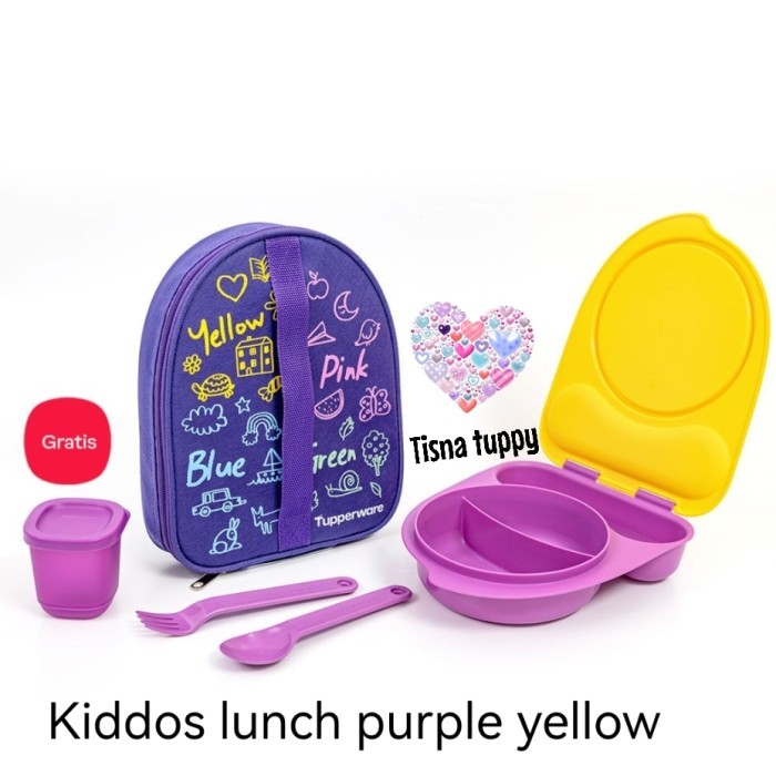 kiddos lunch set tupperware - ungu kuning