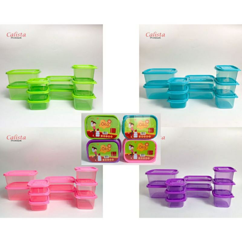 [JOERAGANLAPAK] CALISTA OITA TOPLES 1 SET ISI 10 PCS BPA FREE TEMPAT WADAH PENYIMPANAN MAKANAN KULKA