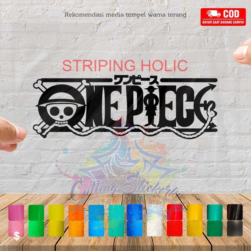 Cutting Stiker One Piece Flag Variasi Motor Mobil Sticker Timbul Keren Nyala Dasbor Spakbor Visor Bo