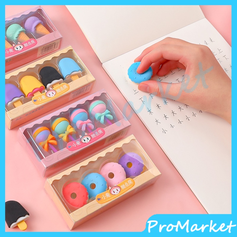 

PRO Penghapus Pensil Set 4IN1 Motif Lolipop / Alat Tulis Penghapus Lucu Isi 4pcs Karakter Donat Eraser Ice Cream / Penghapus Pensil Karakter Lucu