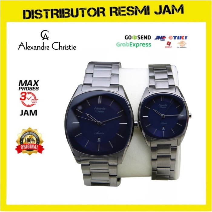 Jam Tangan Couple Alexandre Christie AC 8671 AC8671 Grey Blue