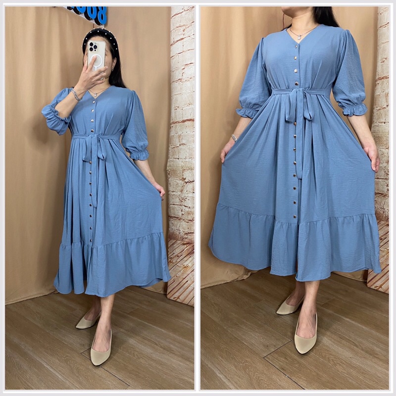 Feli Dress Jumbio Crinkle Airflow Premium Import Dress jumbo wanita