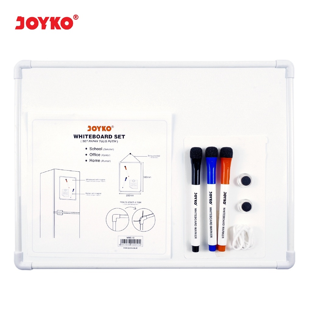 

Set Papan Tulis Putih Joyko WBS-10 Whiteboard Magnet Plus Spidol Warna Hitam Biru Merah - Set SHESB