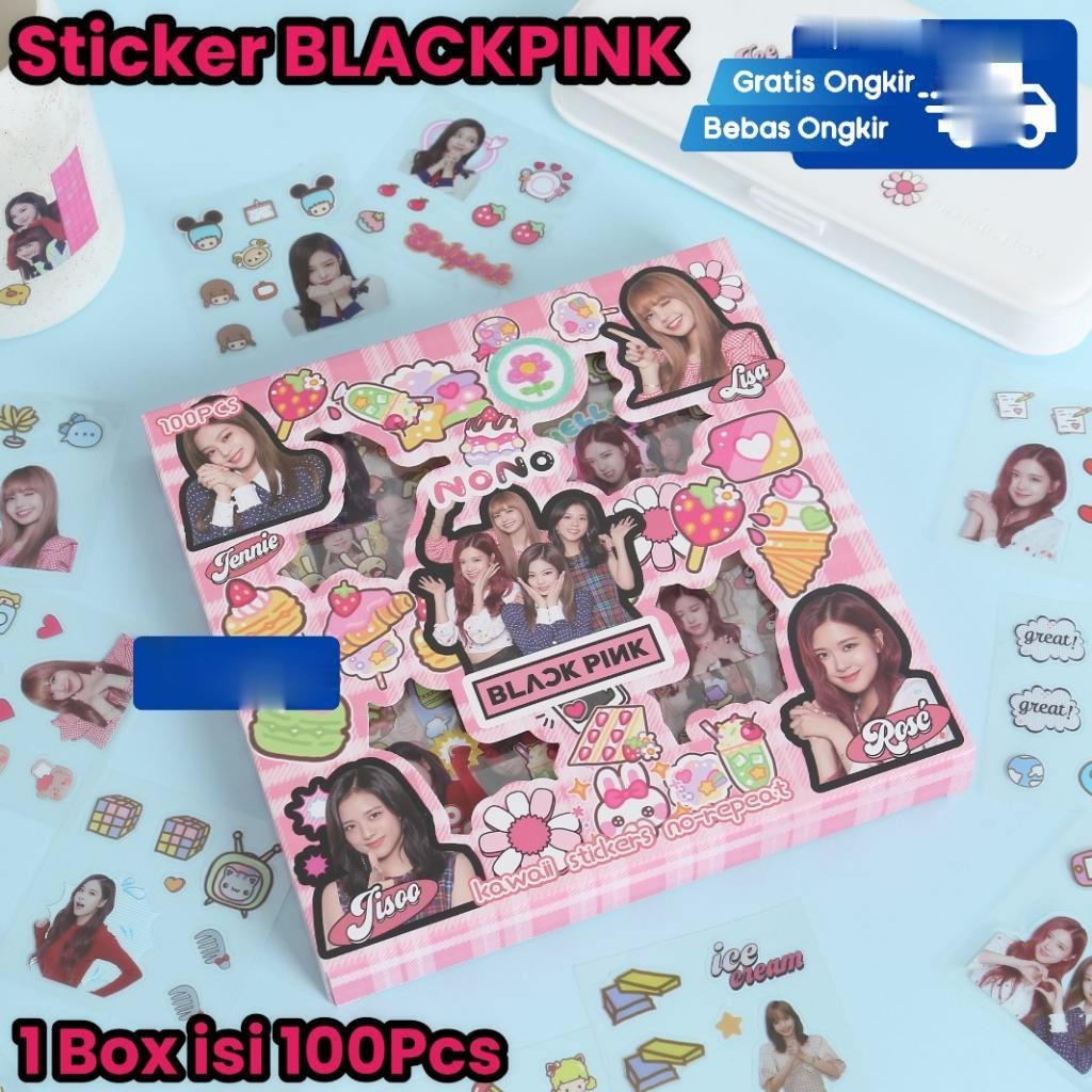 

Sticker MOMO BLACKPINK Jennie Lisa Rose Kim Ji Soo KPOP Series BTS Sticker isi 100Pcs