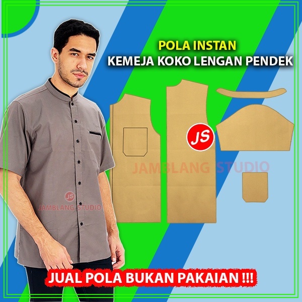 Pola Instan Kemeja Koko Lengan Pendek [ Pola Baju Jamblang Studio ]