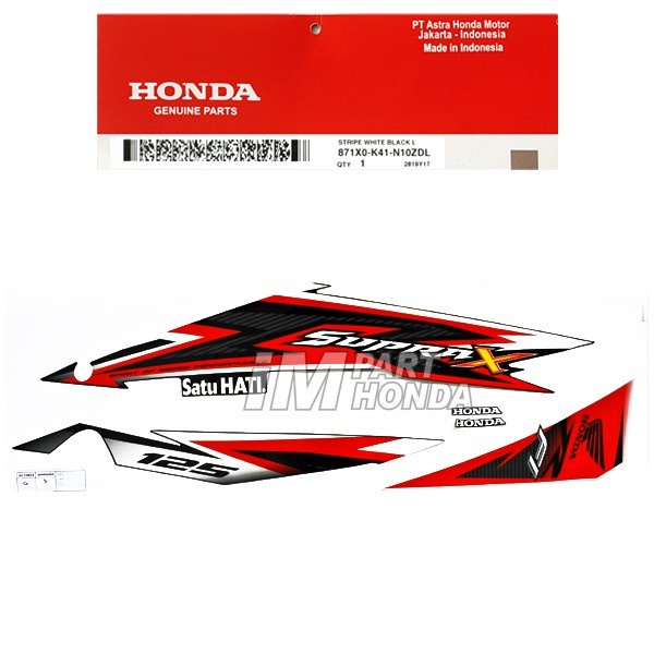 871X0-K41-N10ZDL Stiker Supra X 125 Fi 2014 Putih Luxury White Kiri