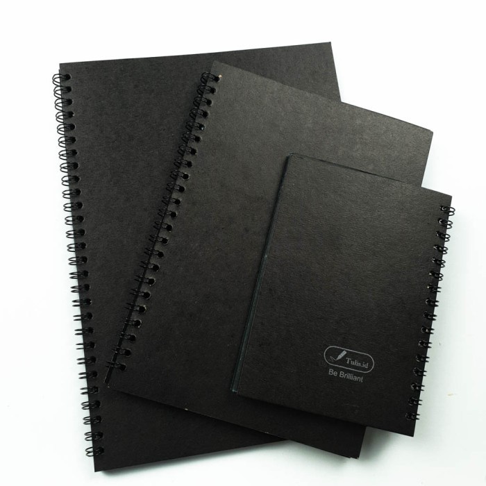 

Tulis.Id Basic Black Paper Plain Notebook A5 B5 A6 Polos Hitam - A5