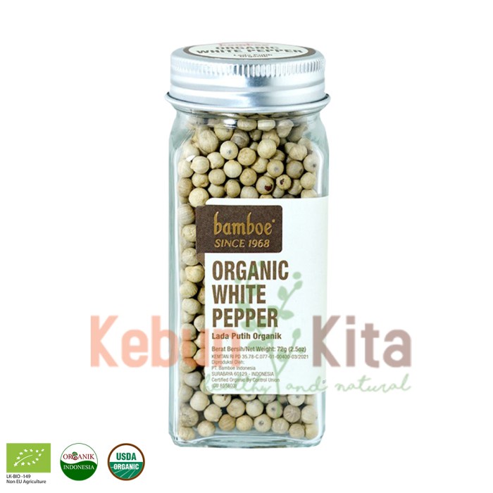 

New Produk Terlaris Bamboe Organic Whole White Pepper 72 gr (Lada Putih Utuh Organik)