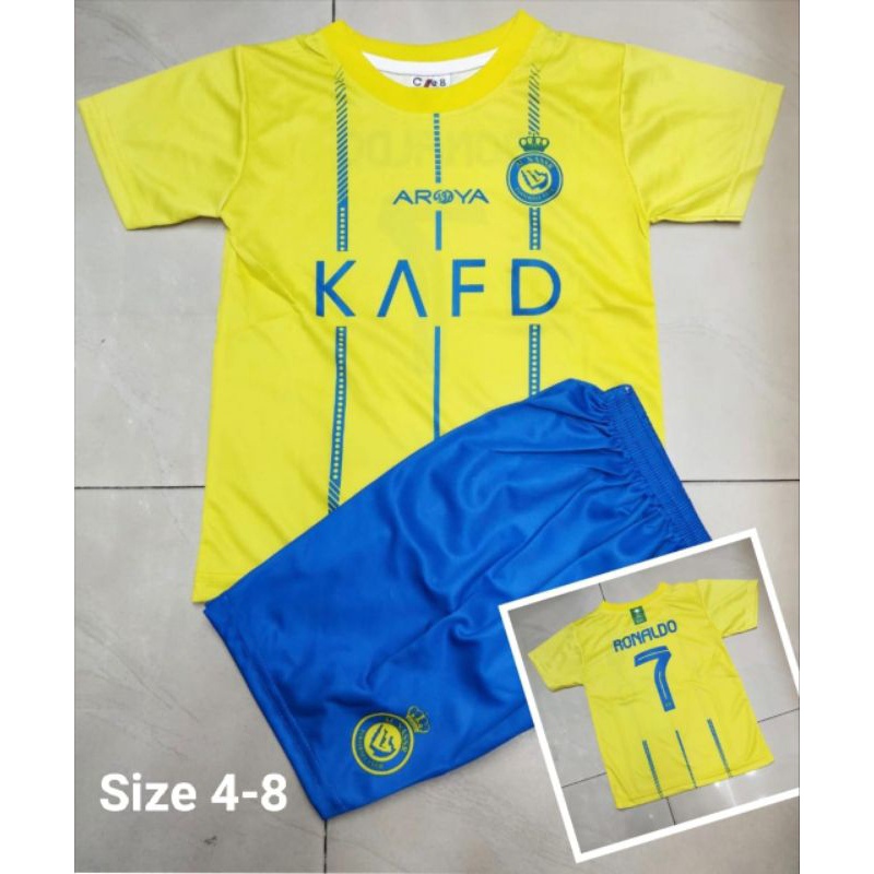 Setelan baju bola anak/Jersey Bola Setelan Anak Club AL NASSR  Ronaldo Terbaru