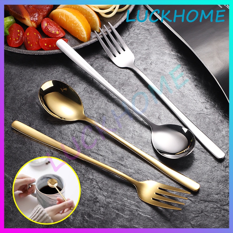 Sendok Garpu Stainless Korean Sendok Garpu Stainless Steel Tebal Gold Sendok Makan Gold