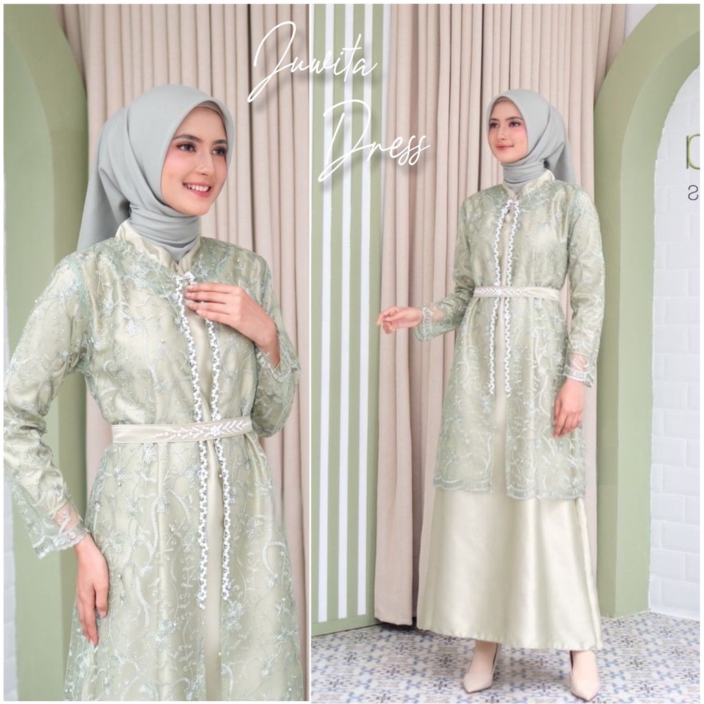 TERBARU JUWITA DRESS AULIA 2 IN 1 TERMURAH GAMIS BRUKAT TILLE MAXI DRESS KONDANGAN TERBARU BAJU FASH