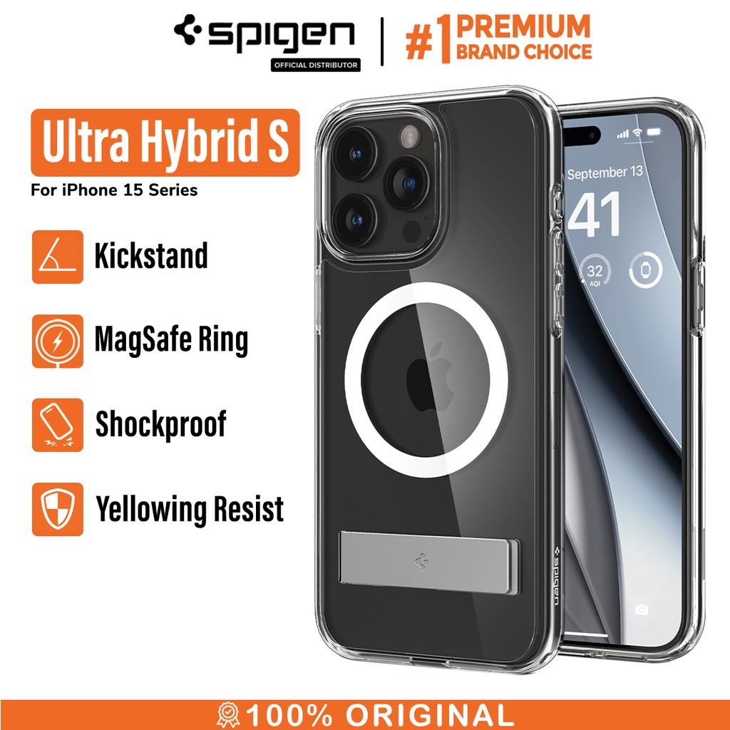 SPIGEN Case iPhone 15 Pro Max Plus Ultra Hybrid S Stand Magsafe Casing
