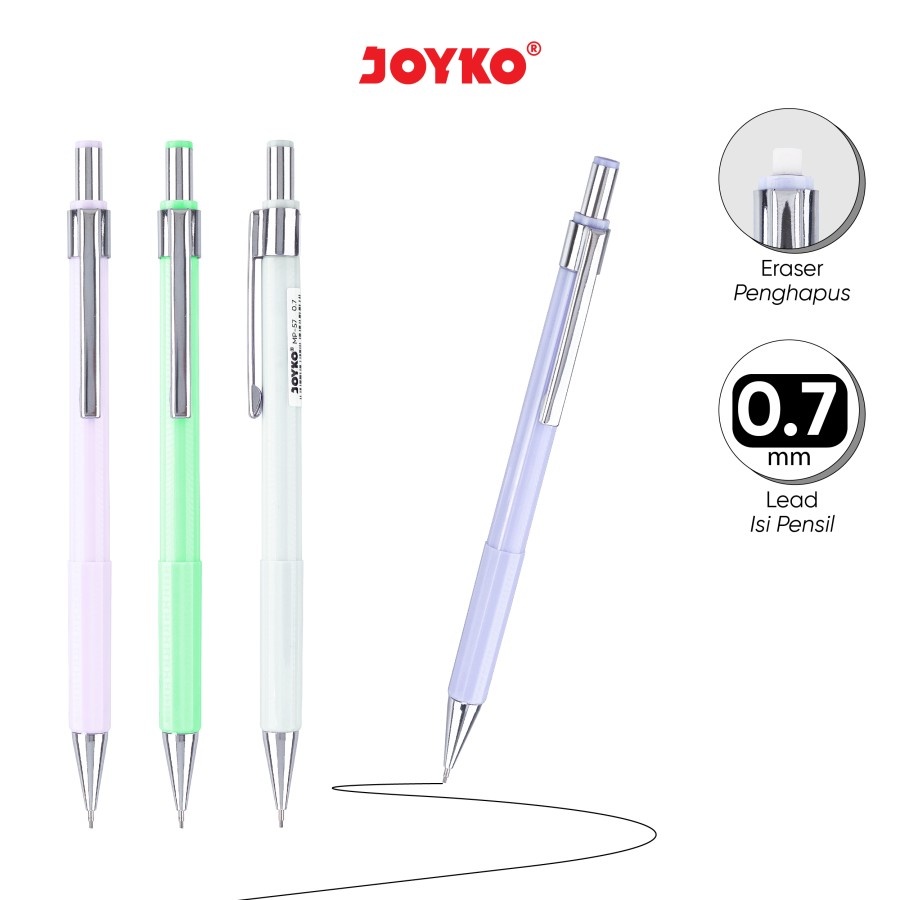 

JOYKO Pensil Mekanik MP-57 Metal Clip Color Mechanical Pencil Isi Kecil 0,7mm Ecer