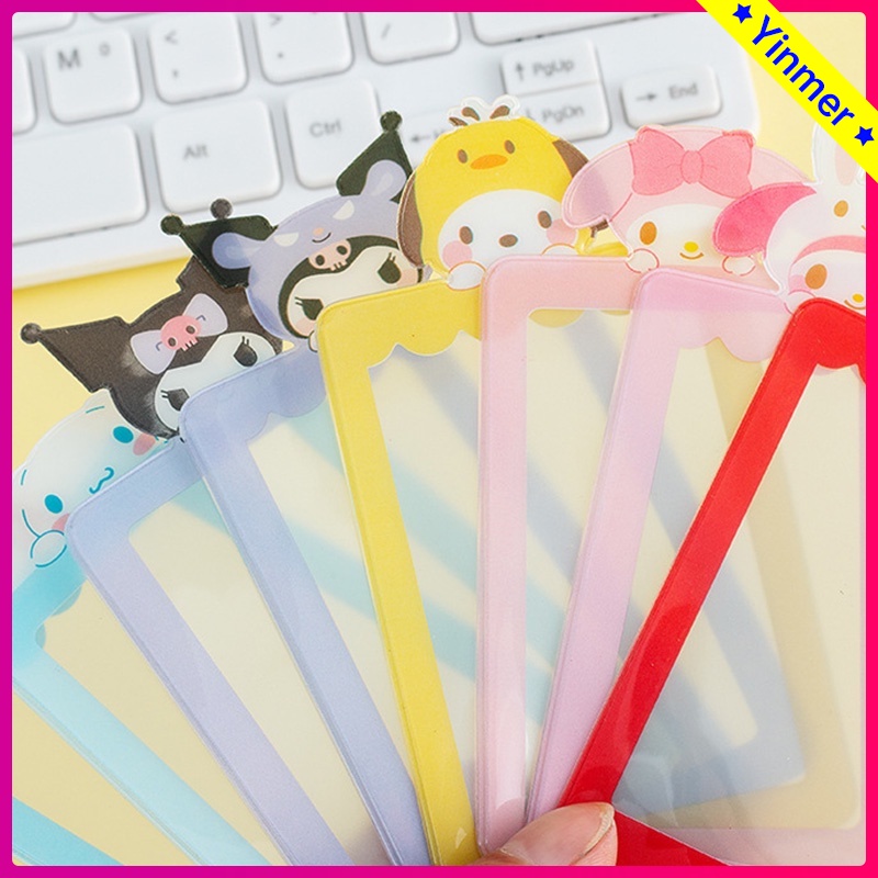 

COD✨ Tempat Kartu Transparan Kartun Kuromi Melody Pelindung Kartu Kecil -Yinmer