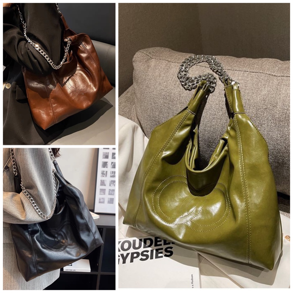 Tas Bahu Kulit Wanita Rantai Import 6882