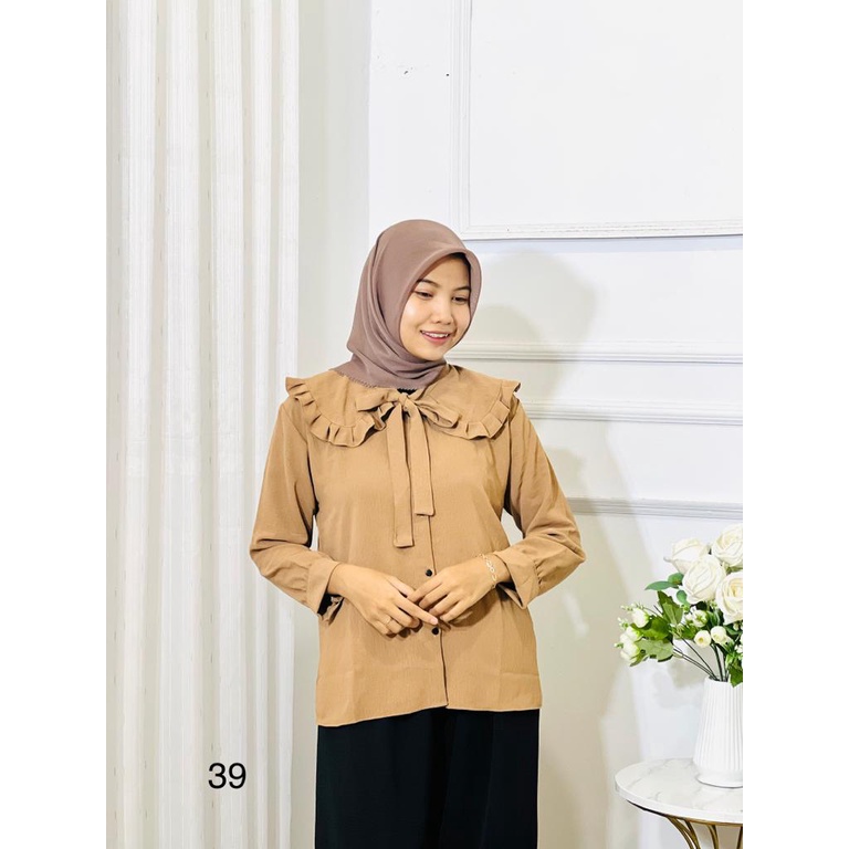 BLOUSE WILONA CRINKLE AIRFLOW/ BLOUSE REMPEL TALI LENGAN PANJANG/