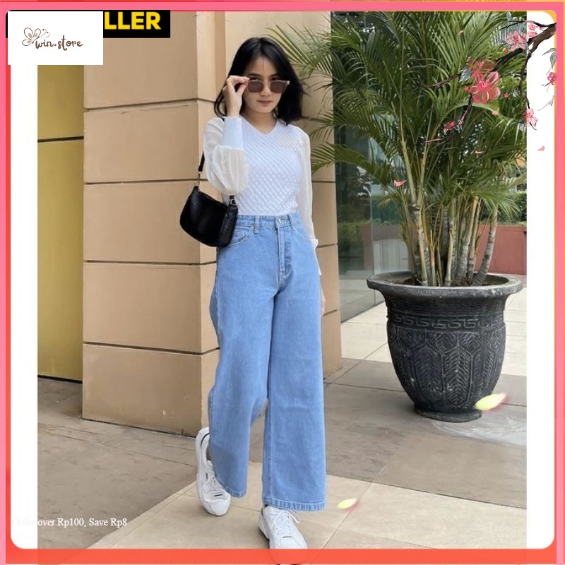 Celana Wanita Terkini  / celana jeans wanita//celana panjang wanita// KULOT LIPAT# KULOT JEANS
