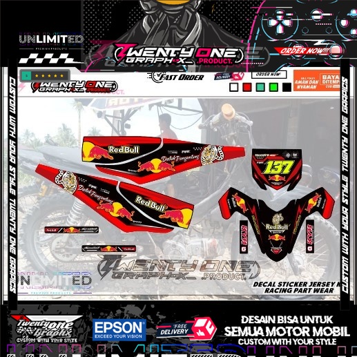 DECAL RBT DEKAL MOTOR Rbt honda Revo abs fi red bull HONDA YAMAHA REVO ABS FIT NEW JUPITER SUZUKI SM