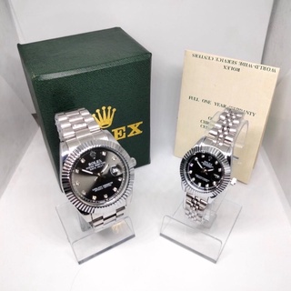 Jam Tangan Couple Rolex Gerigi Pria dan Wanita Tanggal Aktif Free Baterai dan Box Rolex 5RR4