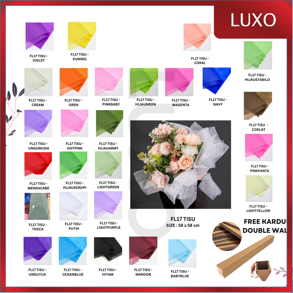 

LUXO - (5 LEMBAR) - FL17 TISU Kertas Tissue Buket/ Kertas Tissue/ Flower Wrapping Paper
