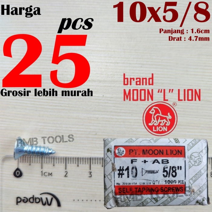 10x5/8 Sekrup Tapping FH FAB Panjang 1.6cm Sekrup Kayu Aluminium 10