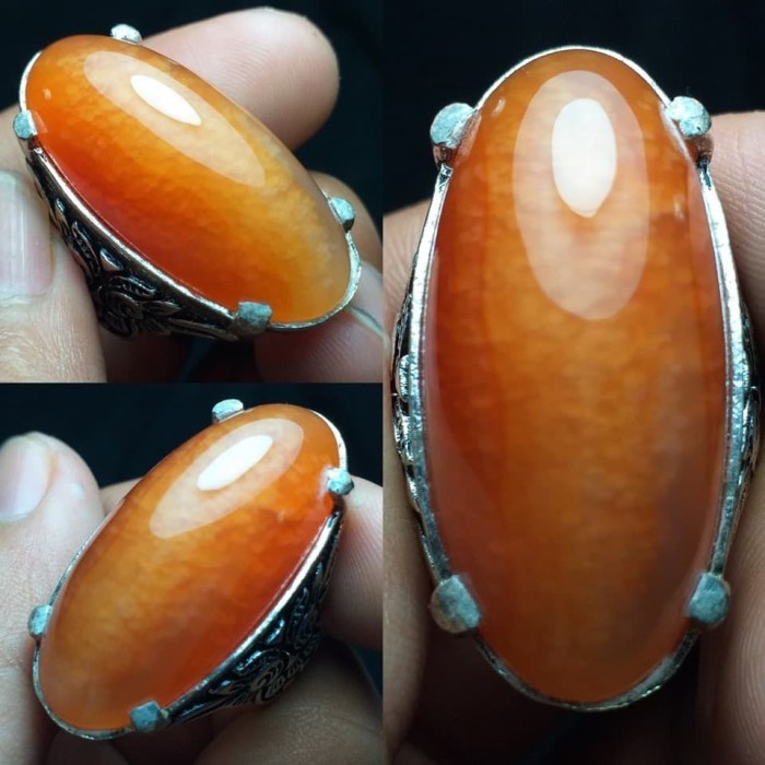 Natural Cincin Batu Akik Pandan Nanas Merah Motif Gambar Sisik Betik 1