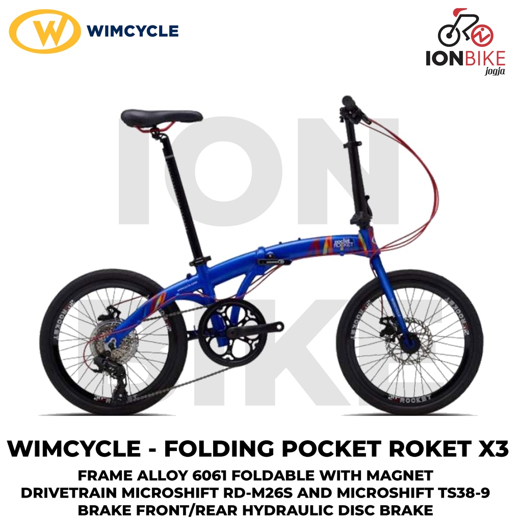 Sepeda Lipat 20 Wimcycle Pocket Rocket X3 Shimano Series Seli Wim Cycle PocketRocket Alloy Murah Eco
