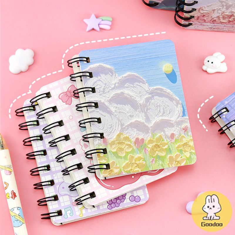 

Notebook Kartun Coil Lukisan Minyak Hewan Notebook Mini Siswa Alat Tulis-GOO