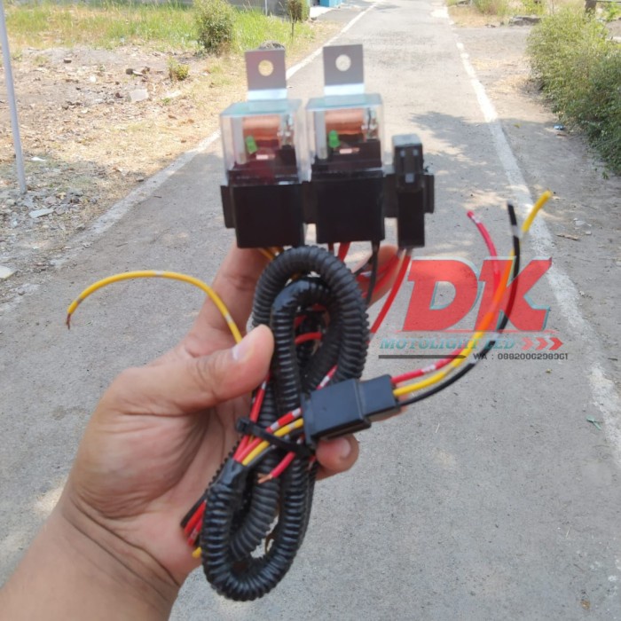 KABEL RELAY SET LAMPU TEMBAK KABUT LED LASER 2 WARNA