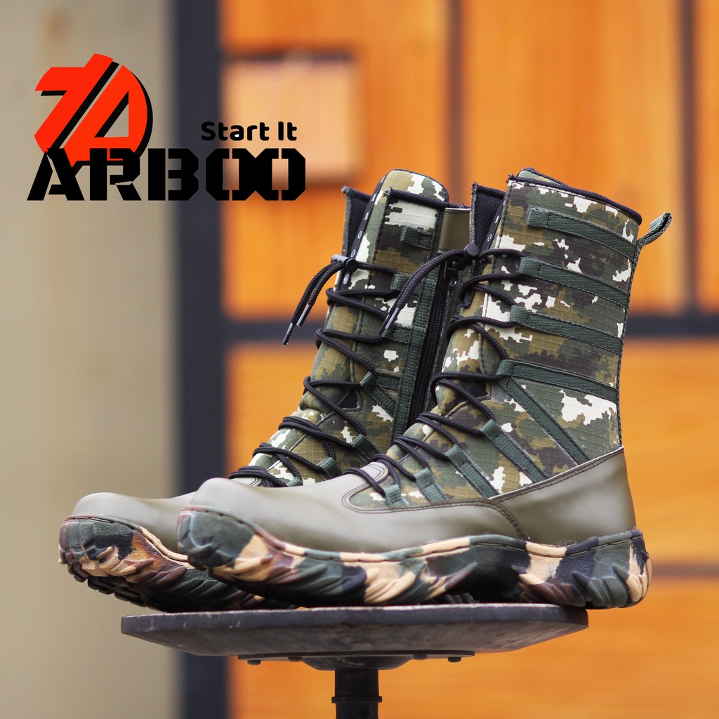 SEPATU PDL KULIT SAPI ASLI SEPATU PDL TNI  LORENG KOSTRAD MERK ARBOO SEPATU PDL SECURITY SATPAM POLR