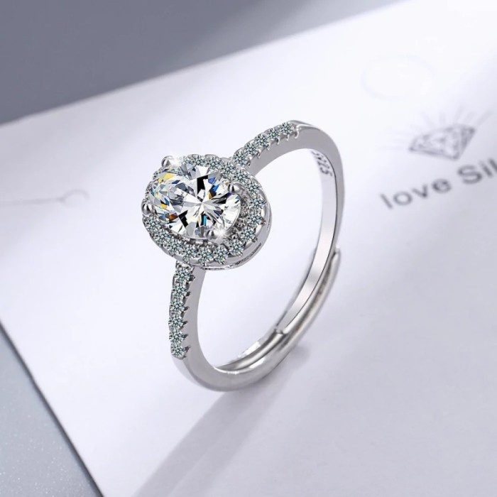 Cincin Wanita Korea Zirkonium S925 Adjustable Import