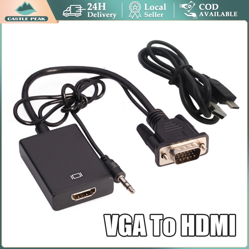 Adapter VGA Input TO HDMI Output With Audio Input HD1080P Untuk PC Laptop Projector HDTV