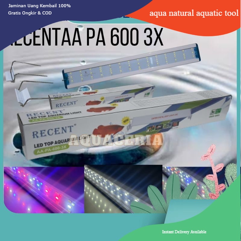 Lampu  Aquarium 3 mode warna RECENT AA-PA-600-3X Lampu LED aquarium 60cm LAMPU atas aquariu 17WATT