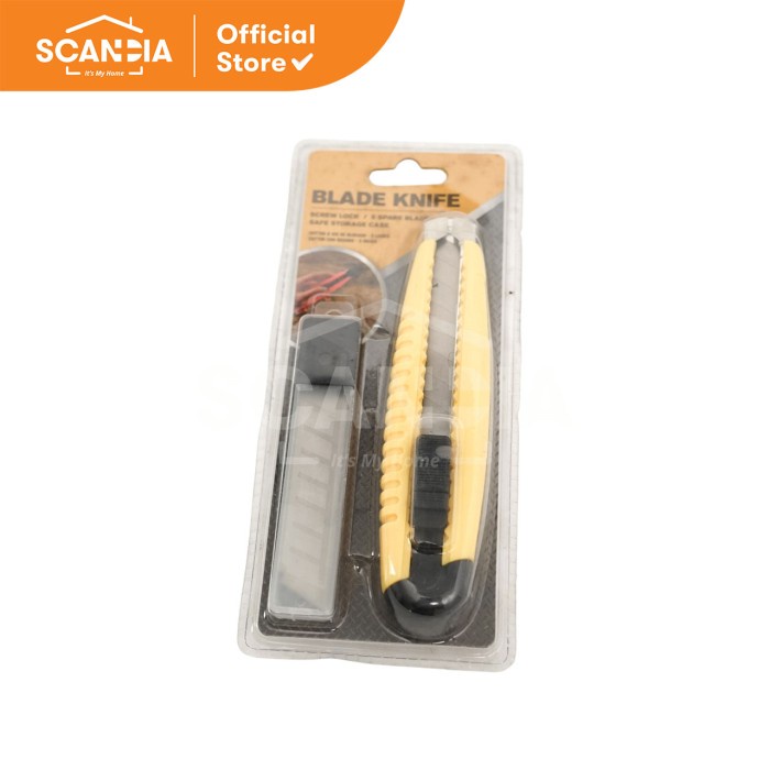 

SCANDIA Pisau Cutter Screw Lock With 5 pcs Blades Yellow (HT0104)