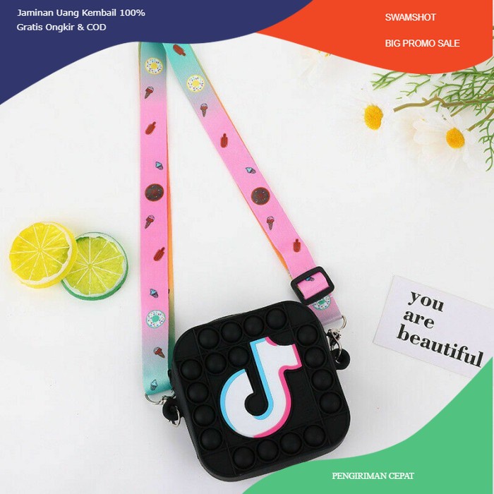 Tas Selempang Anak pop it Bag POP ITS POPIT PUSH IT TIKTOK Dompet Mini - Hitam
