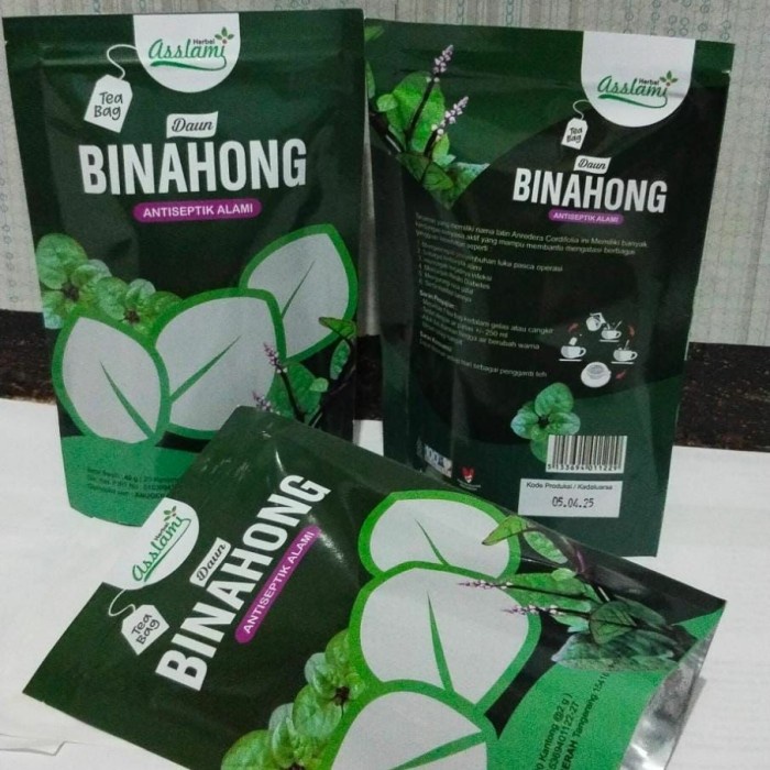 

( COD ) Daun Binahong | Teh Celup Daun Binahong Murni Asslami | Antiseptik kemasan pouch Mempercepat penyembuhan luka, Sebagai antiseptik alami Termurah Jamu Herbal