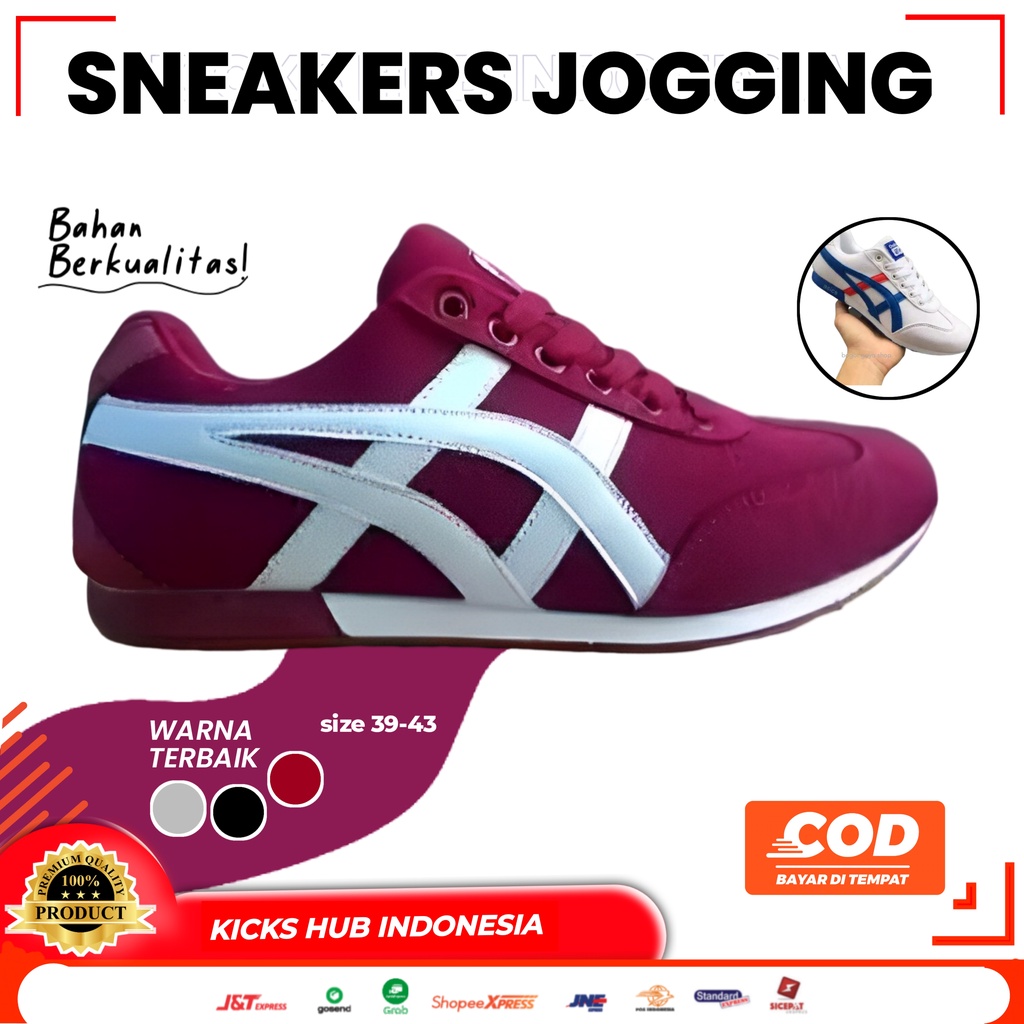 Sepatu Sneakers Jogging Pria Santai Asic Size 39-43 Sport Lari Olahraga Sol Anti Slip Dan Licin