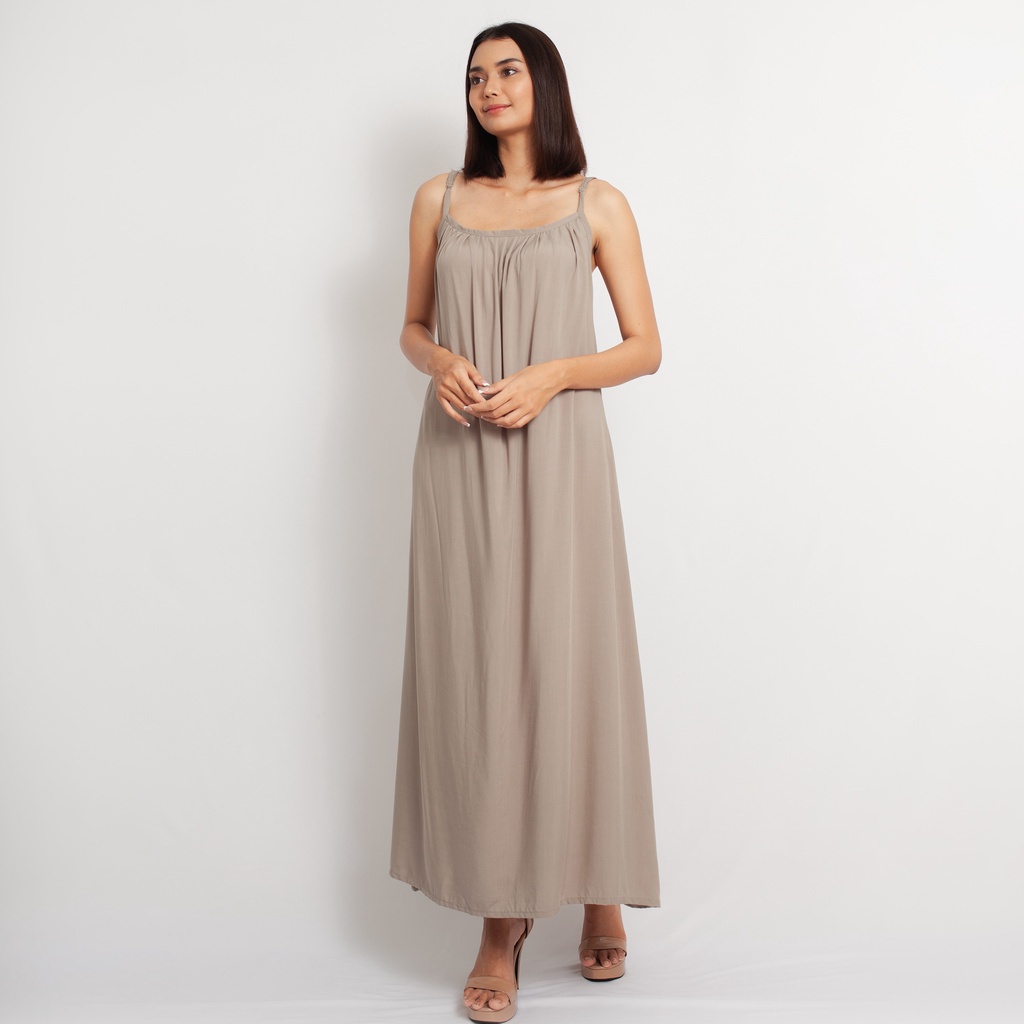 Tank top Long Dress Mindful Grey - Terusan Tali Kecil Rayon Nyaman