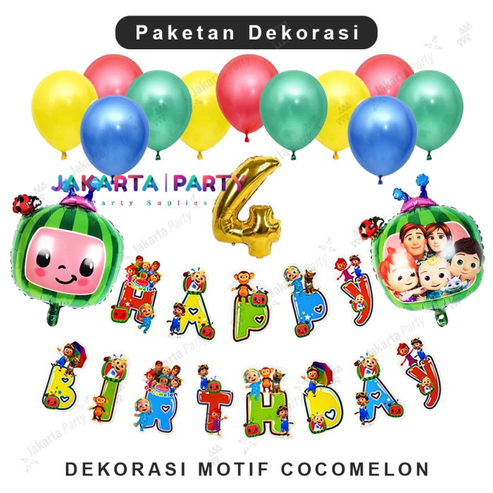 Paket Dekorasi Ultah Tema Cocomelon 6 / Dekorasi Ultah Cocomelon - 1
