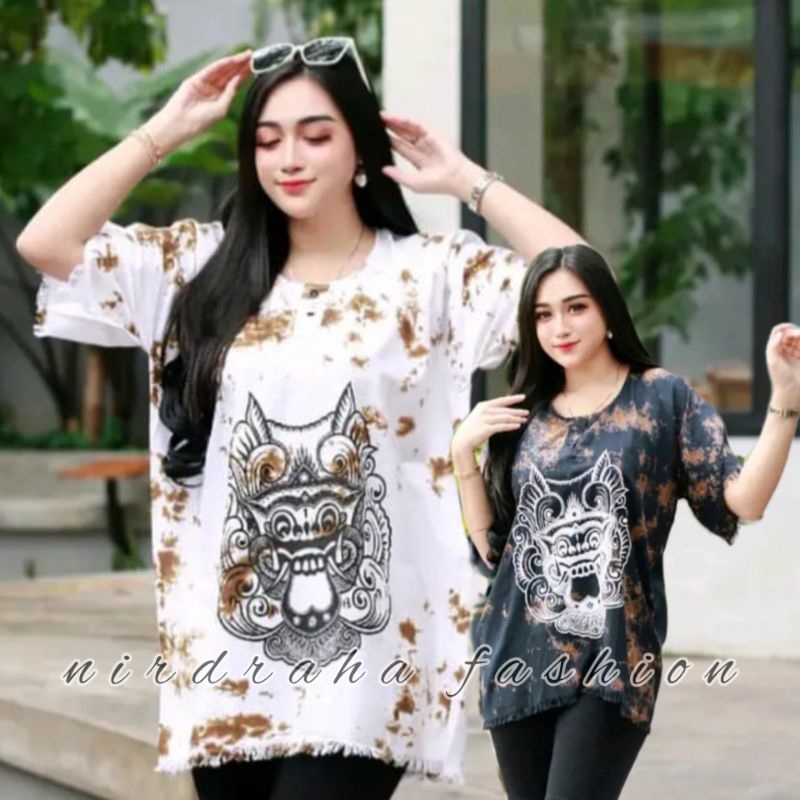 Kaos Barongan Hitam Putih Katun Rayon Afkar batik