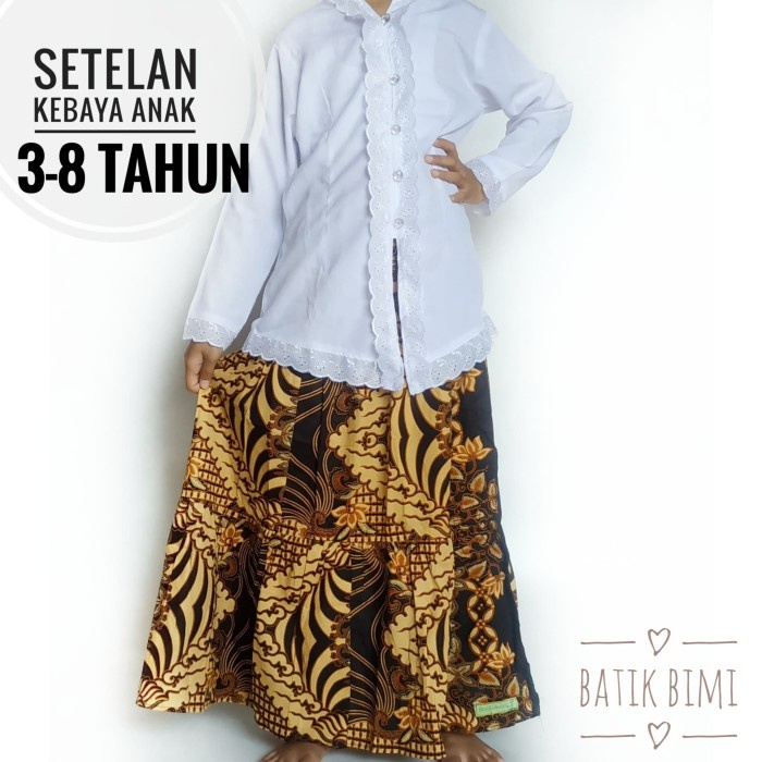 [S18] Setelan kebaya kartini anak perempuan usia 3sampai 8 tahun - size 9, rok size 3