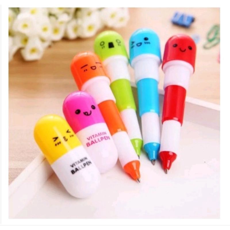 

YBC Pulpen Kapsul Vitamin Tablet Pena Vitamin Ballpen Obat Kapsul Unik